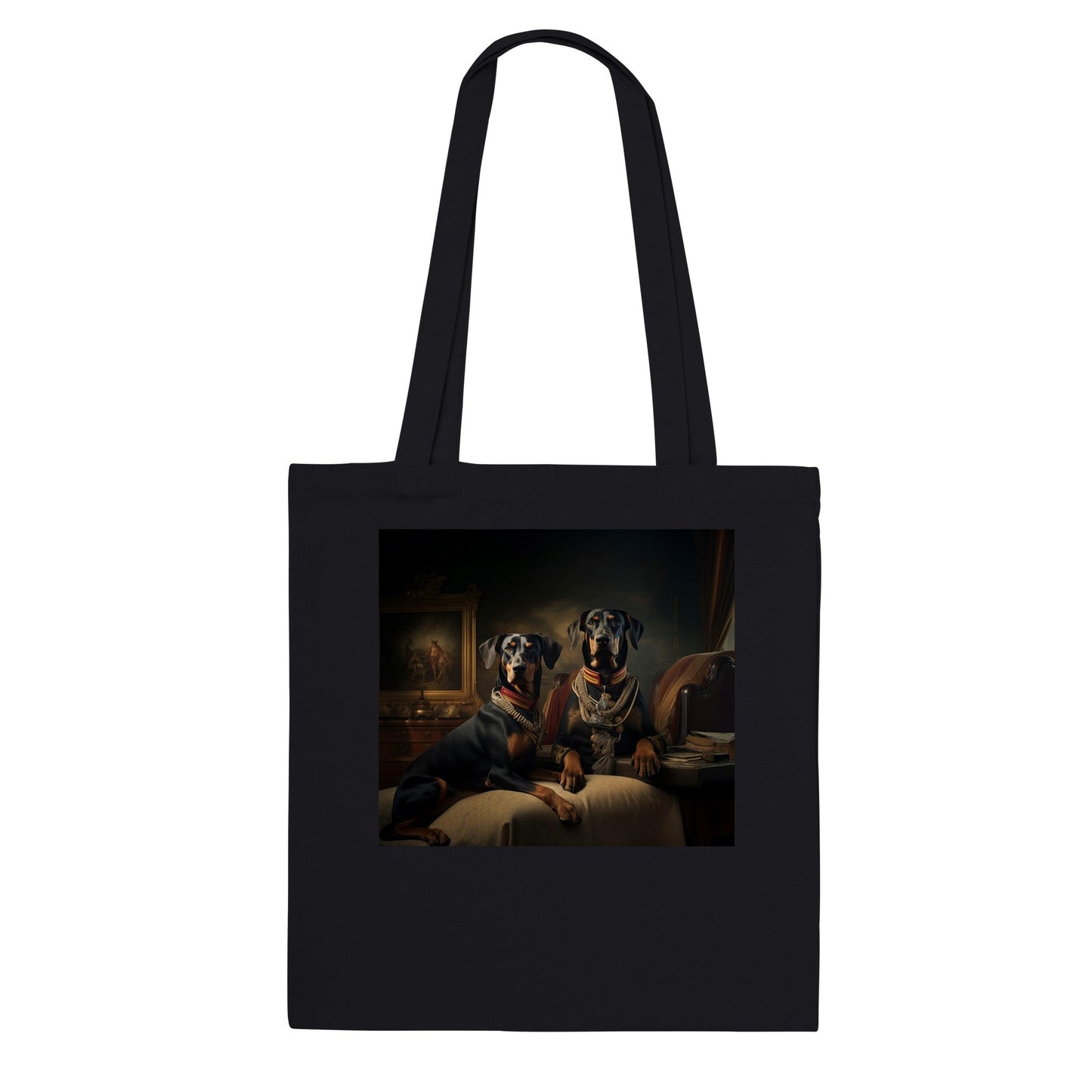 100% Cotton Classic Tote Bag featuring Art Deco Doberman Design - Hobbster