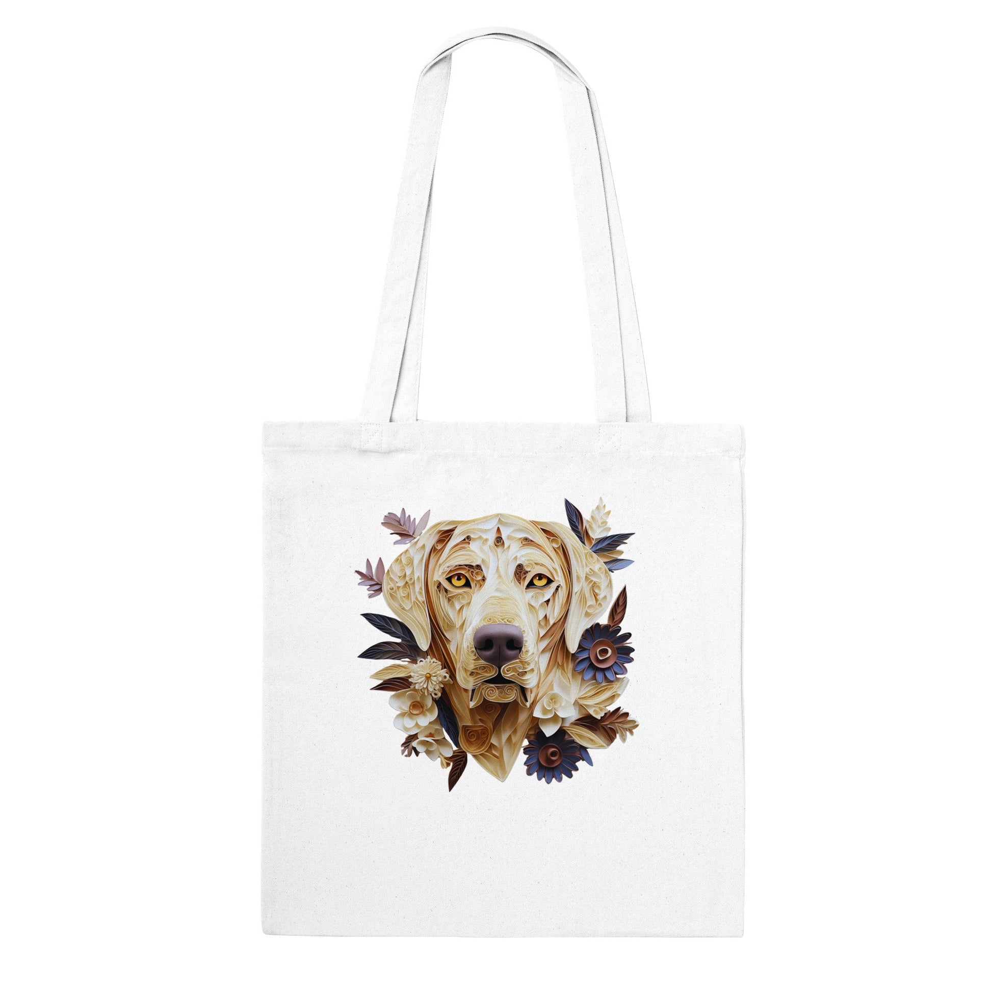 100% Cotton Classic Tote Bag featuring Quilled Labrador Design - Hobbster
