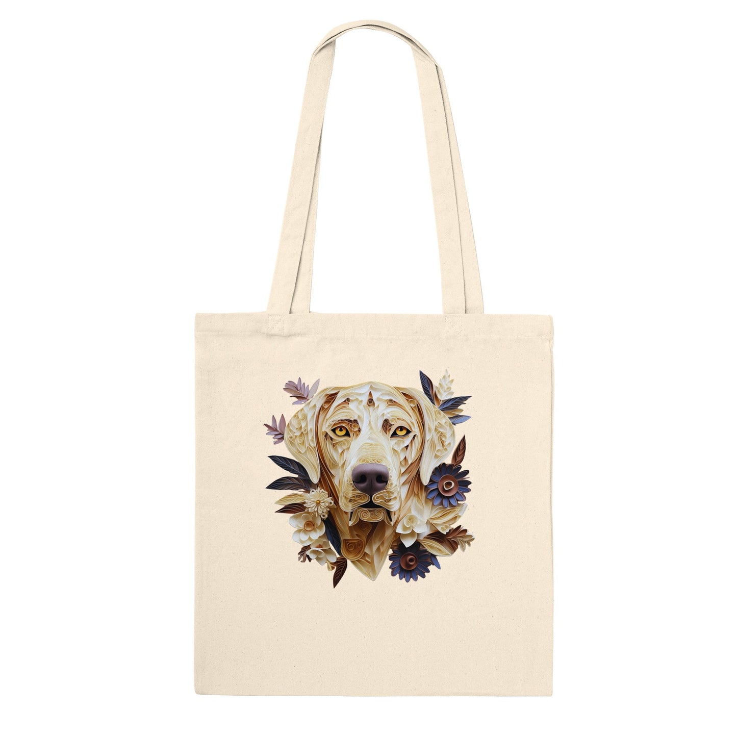 100% Cotton Classic Tote Bag featuring Quilled Labrador Design - Hobbster