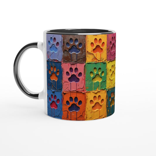 11oz Ceramic Mug Featuring Large Painted Paw Prints - Hobbster