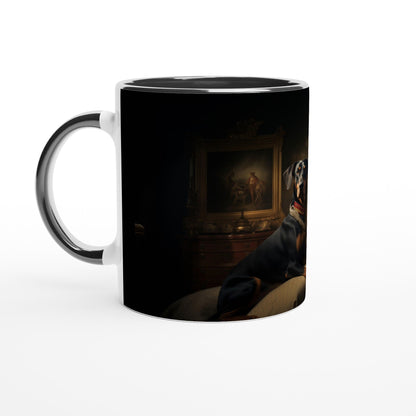 11oz Two-Tone Coffee Mug Featuring Art Deco Doberman Design - Hobbster