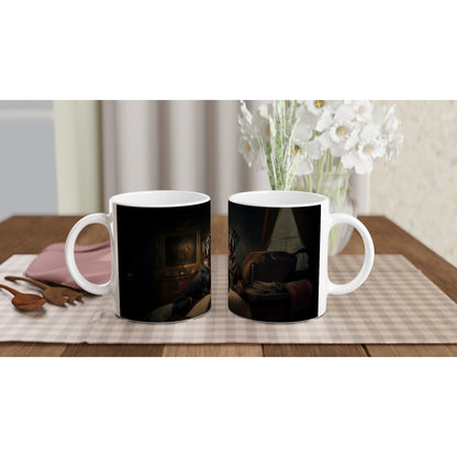 11oz Two-Tone Coffee Mug Featuring Art Deco Doberman Design - Hobbster