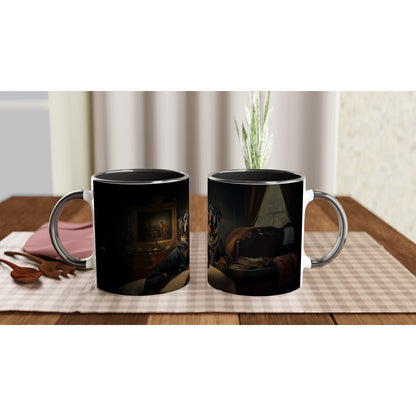 11oz Two-Tone Coffee Mug Featuring Art Deco Doberman Design - Hobbster