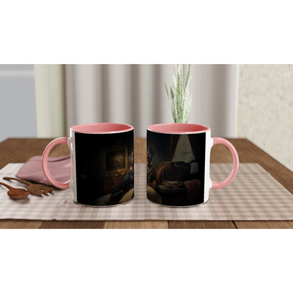 11oz Two-Tone Coffee Mug Featuring Art Deco Doberman Design - Hobbster