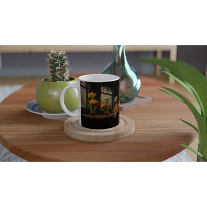 11oz Two-Tone Coffee Mug Featuring Art Deco Greyhound Design - Hobbster