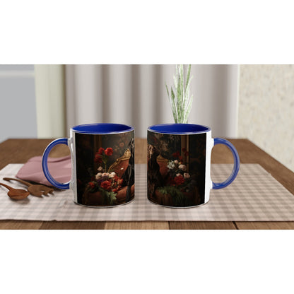 11oz Two-Tone Coffee Mug Featuring Flower Art Deco Labrador Design - Hobbster