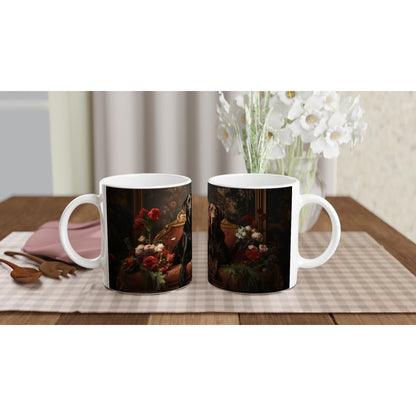 11oz Two-Tone Coffee Mug Featuring Flower Art Deco Labrador Design - Hobbster