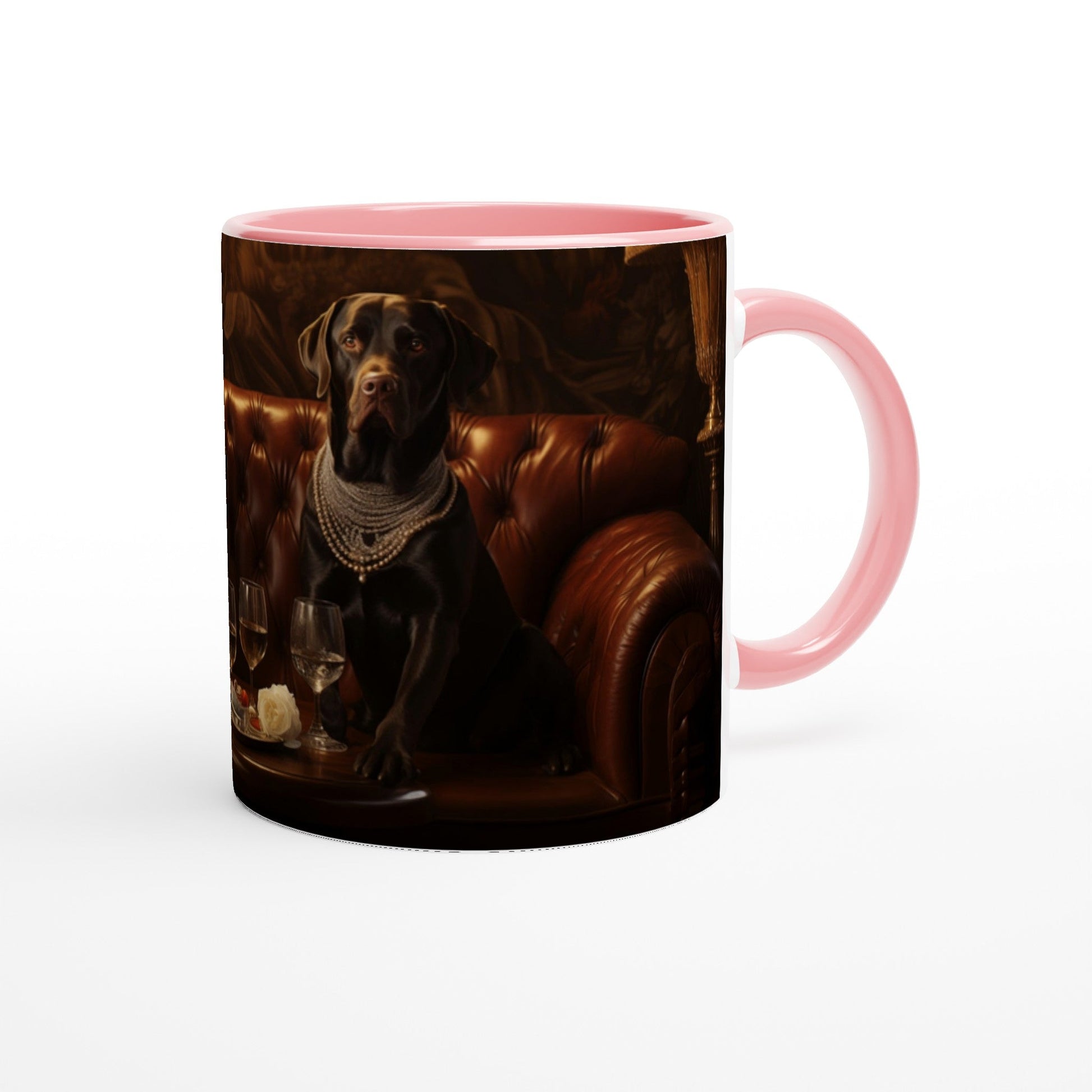 11oz Two-Tone Coffee Mug with Art Deco Labrador Design - Hobbster