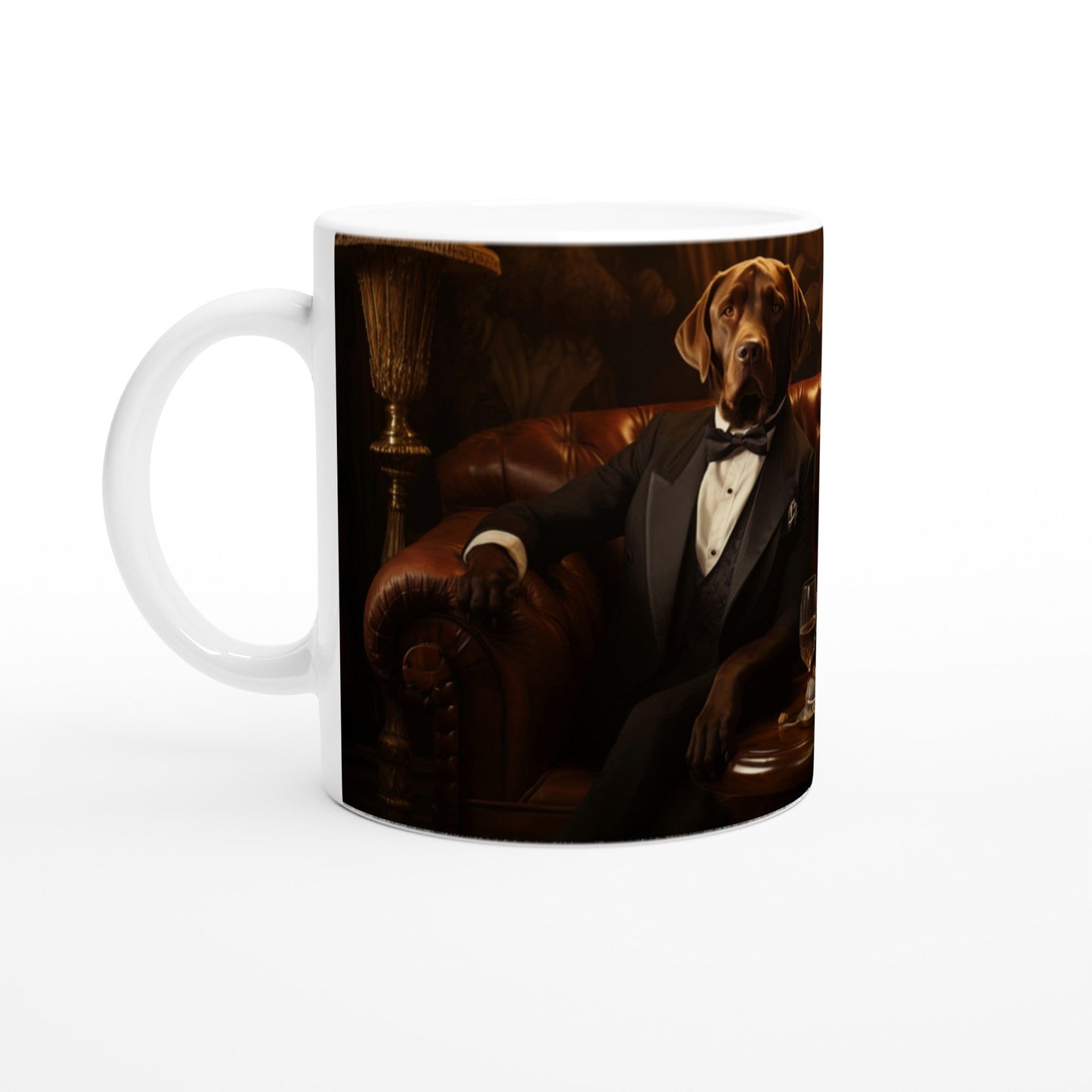 11oz Two-Tone Coffee Mug with Art Deco Labrador Design - Hobbster