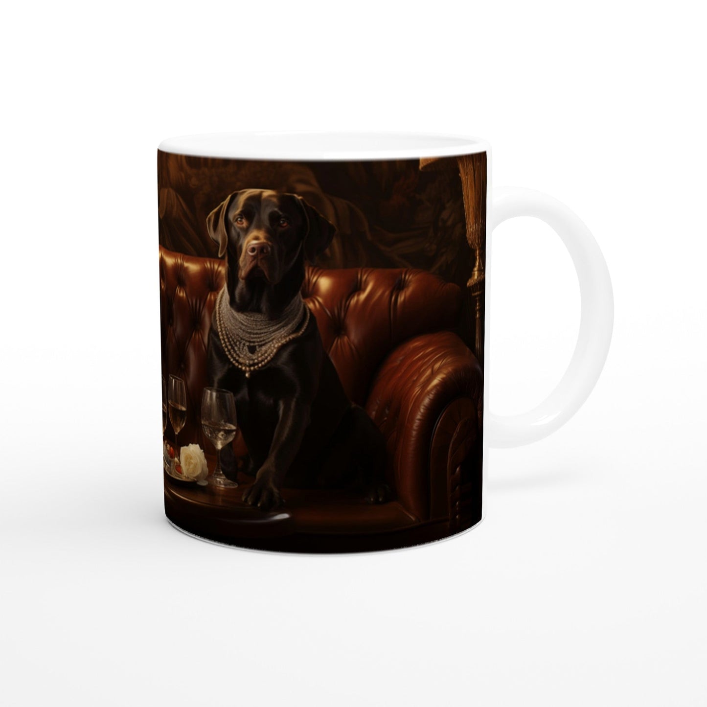 11oz Two-Tone Coffee Mug with Art Deco Labrador Design - Hobbster