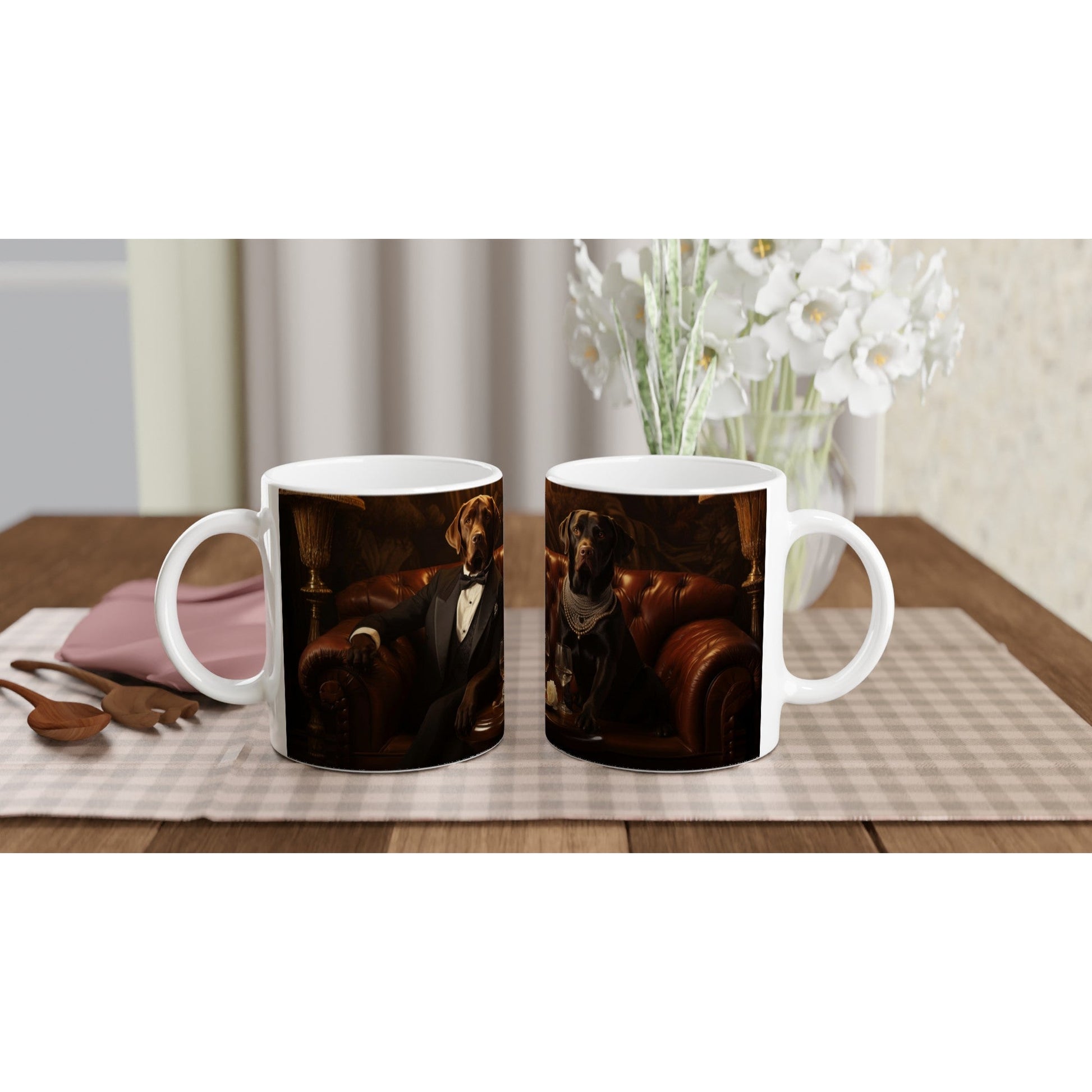 11oz Two-Tone Coffee Mug with Art Deco Labrador Design - Hobbster