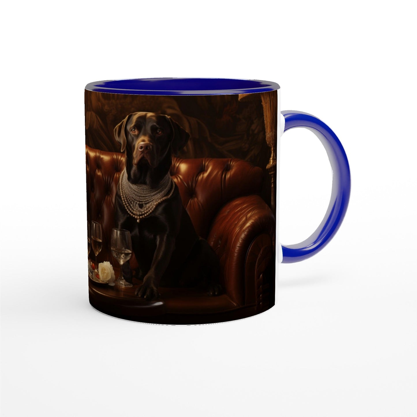 11oz Two-Tone Coffee Mug with Art Deco Labrador Design - Hobbster