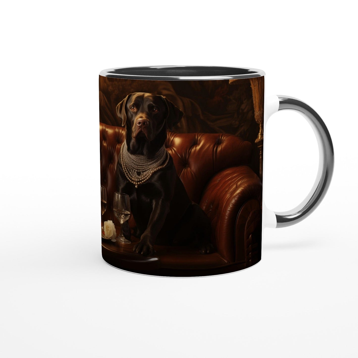 11oz Two-Tone Coffee Mug with Art Deco Labrador Design - Hobbster