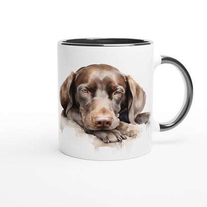 11oz Two-Tone Coffee Mug with Hungarian Vizsla watercolour print - Hobbster