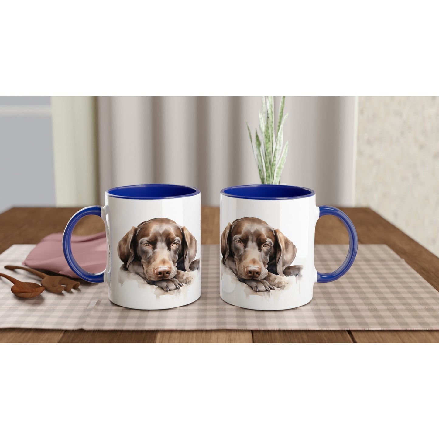 11oz Two-Tone Coffee Mug with Hungarian Vizsla watercolour print - Hobbster