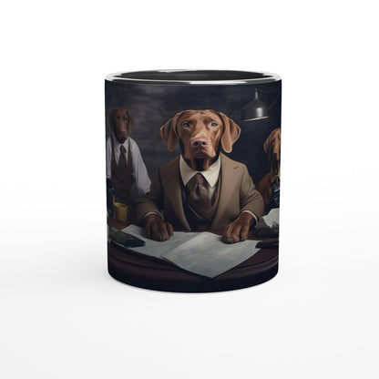 11oz Two-Tone Coffee Mug with vintage design of Hungarian Vizslas - Hobbster