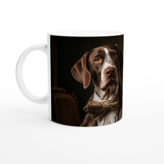 11oz Two-Tone Coffee Mug with vintage design of two German Short Haired Pointers - Hobbster