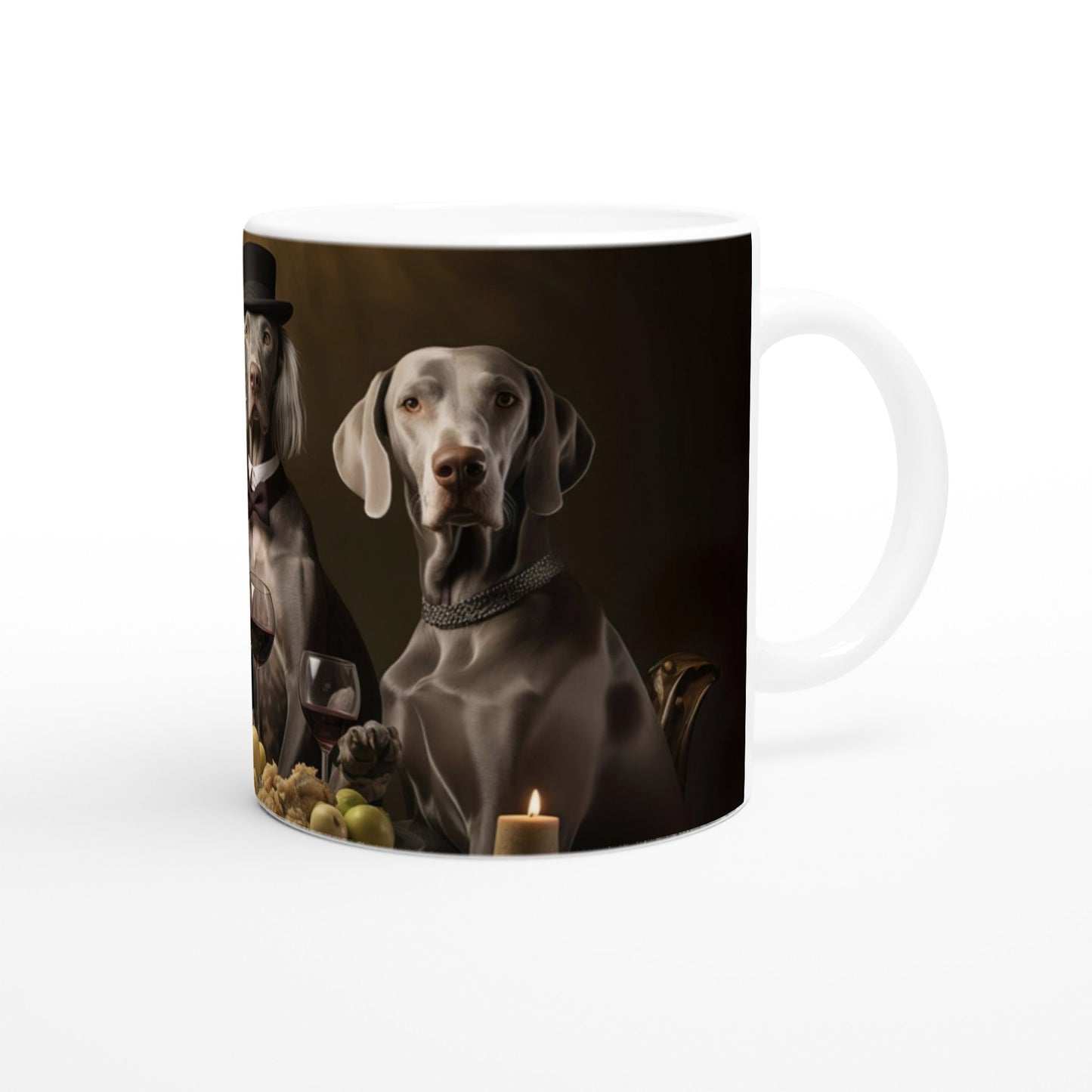 11oz Two-Tone Coffee Mug with vintage design of Weimaraners - Hobbster