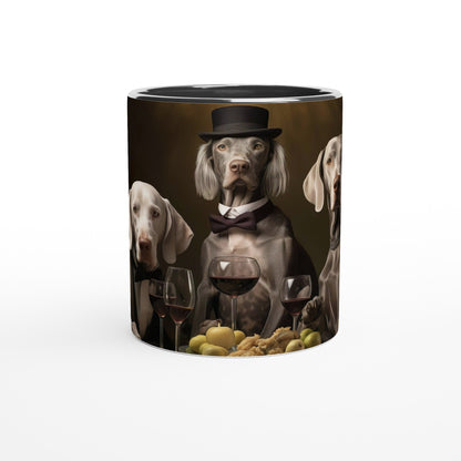 11oz Two-Tone Coffee Mug with vintage design of Weimaraners - Hobbster
