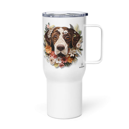 25oz Travel Mug with a Handle - German Short Hair Pointer Paper Quilling Design - Hobbster