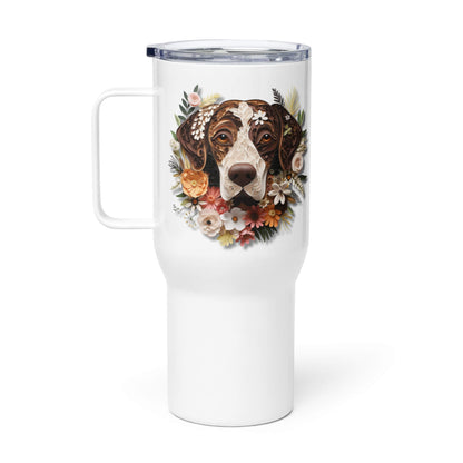 25oz Travel Mug with a Handle - German Short Hair Pointer Paper Quilling Design - Hobbster