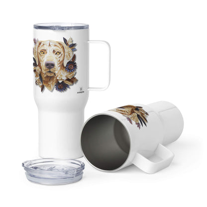 25oz Travel Mug with a Handle - Labrador Paper Quilling Design - Hobbster