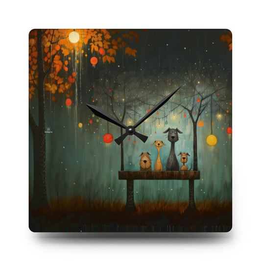 Acrylic Wall Clock featuring Sam Toft Style Dog Design - Hobbster