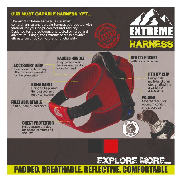 Ancol Extreme Harness Red [87-120cm] - Hobbster