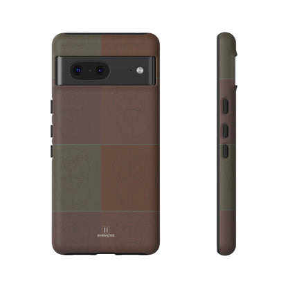 Brown Tile Effect Toughened Mobile Cases [for iPhone, Samsung and Google Pixel phones] - Hobbster