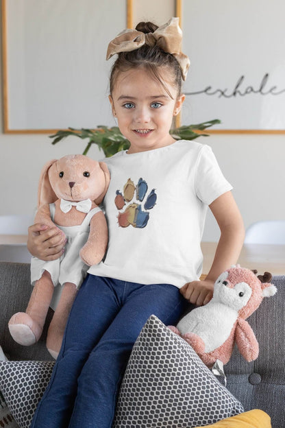 Classic Kids Crewneck T-shirt Featuring Large Painted Paw Print - Hobbster