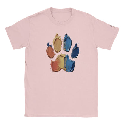 Classic Kids Crewneck T-shirt Featuring Large Painted Paw Print - Hobbster