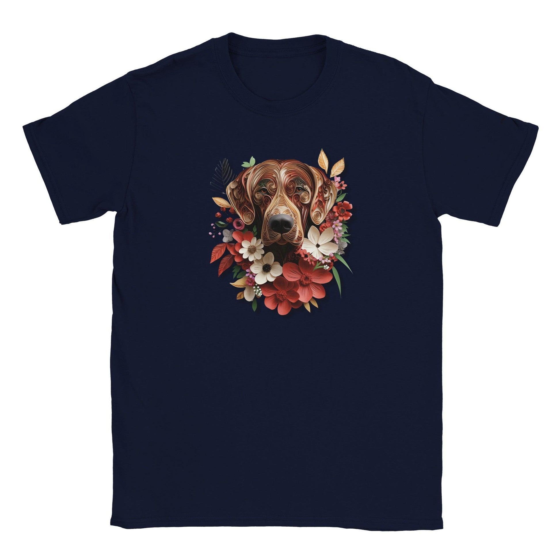 Classic Kids Crewneck T-shirt featuring Rhodesian Ridgeback Paper Quill Design - Hobbster