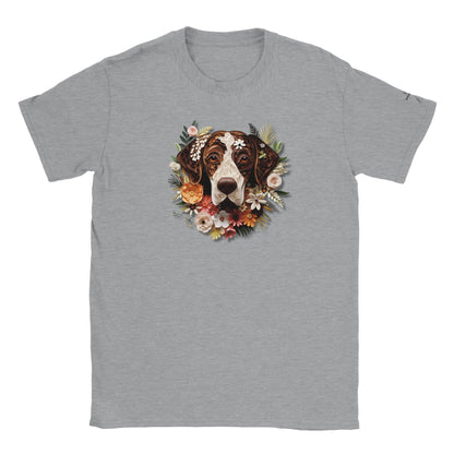 Classic Kids Crewneck T-shirt with German Short Hair Pointer Paper Quill Design - Hobbster