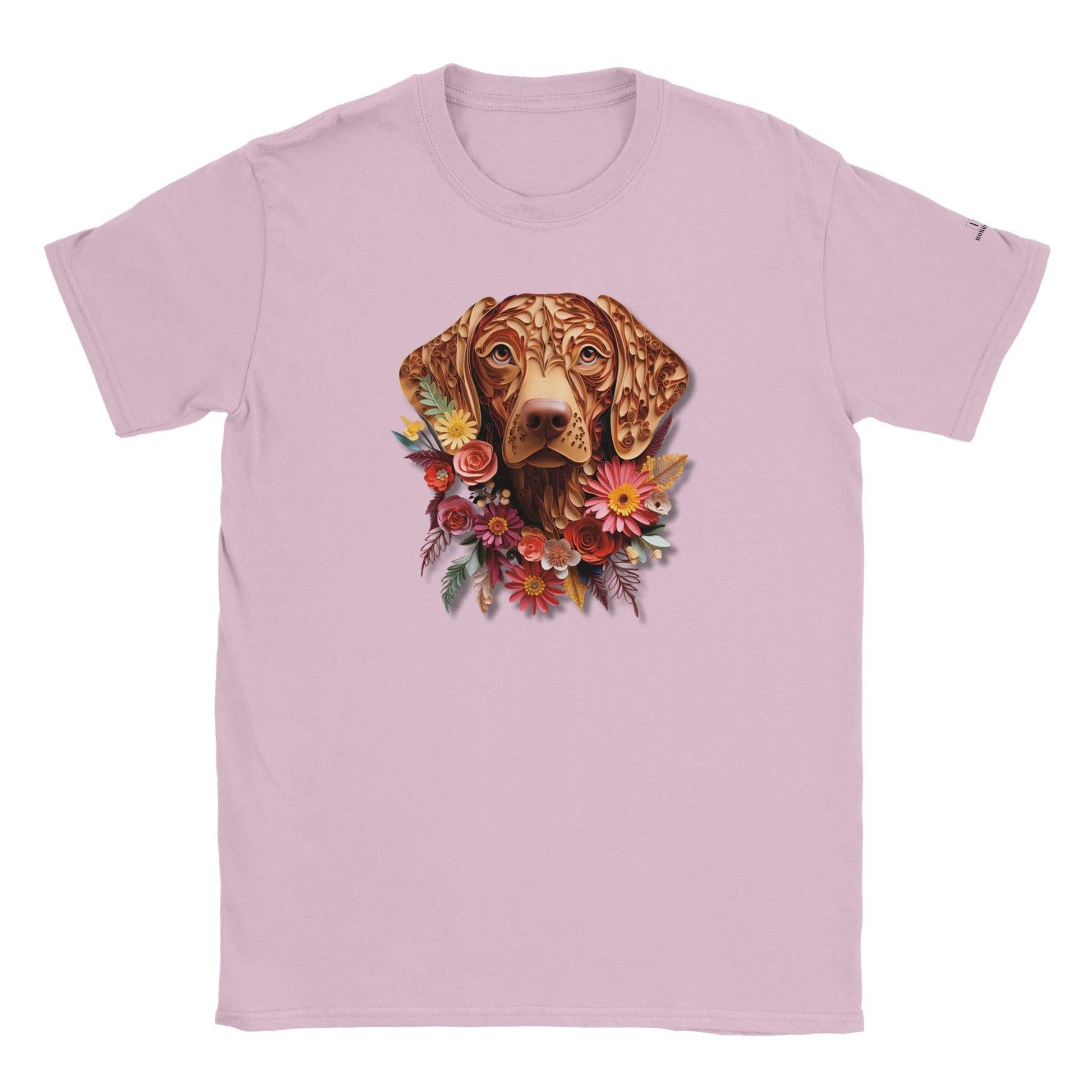 Classic Kids Crewneck T-shirt with Vizsla Paper Quill Design - Hobbster