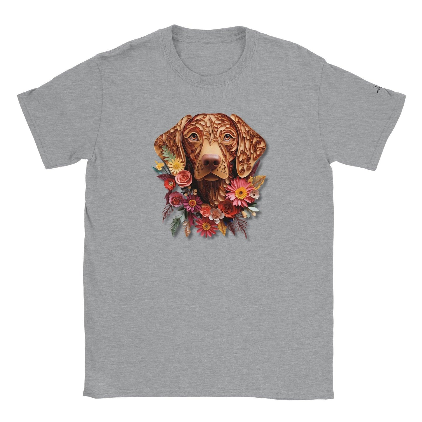 Classic Kids Crewneck T-shirt with Vizsla Paper Quill Design - Hobbster