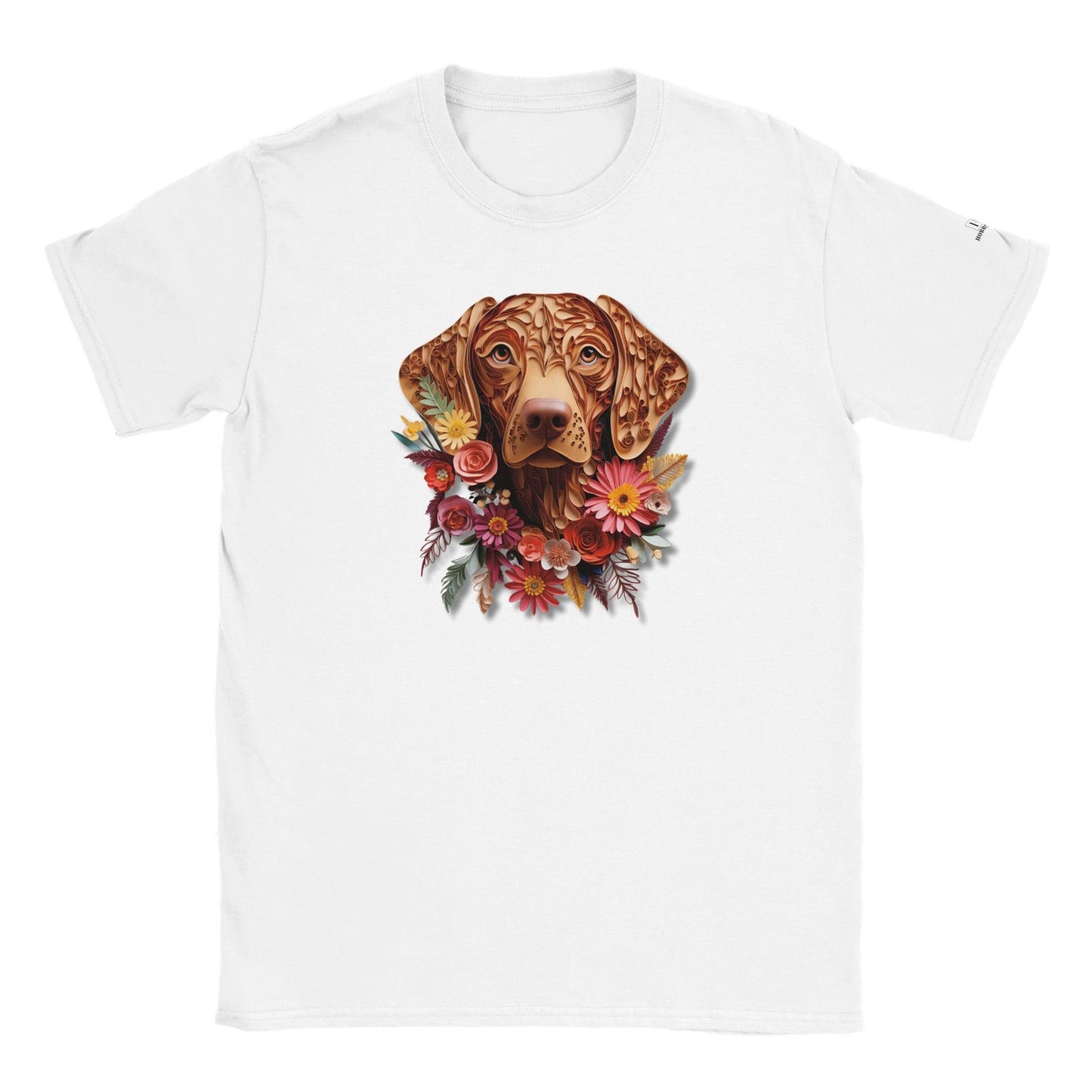 Classic Kids Crewneck T-shirt with Vizsla Paper Quill Design - Hobbster