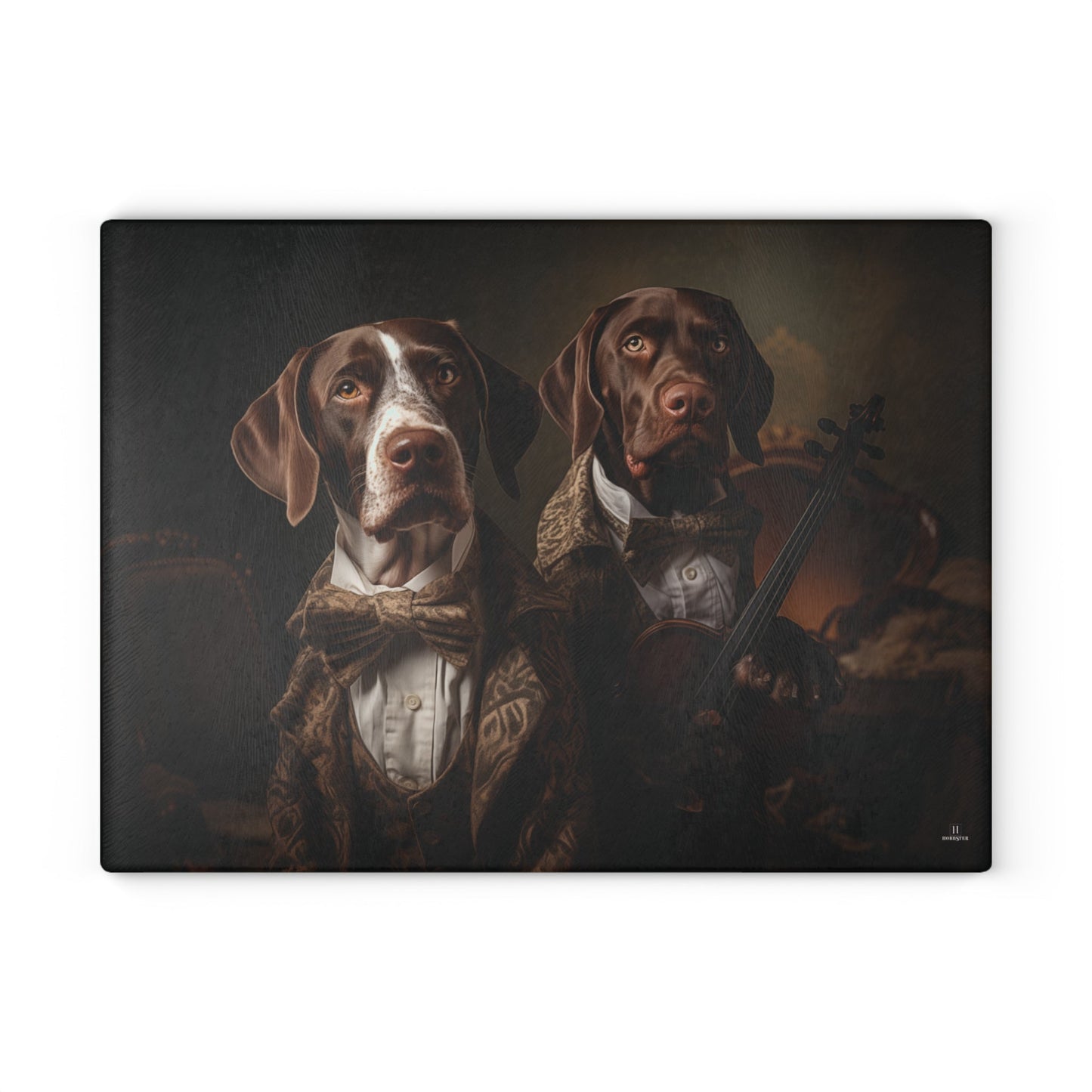 Custom design Glass Cutting Board featuring vintage German Short Haired Pointer dog design - Hobbster