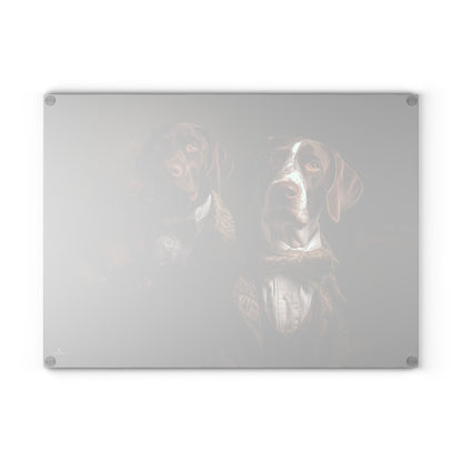 Custom design Glass Cutting Board featuring vintage German Short Haired Pointer dog design - Hobbster