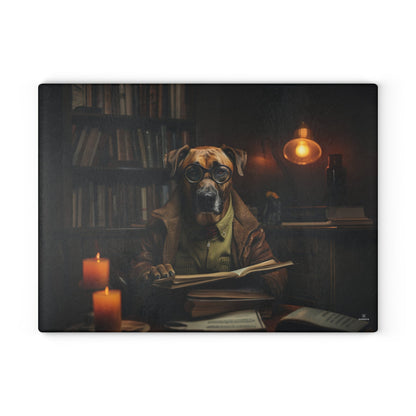 Custom design Glass Cutting Board featuring vintage Rhodesian Ridgeback dog design - Hobbster