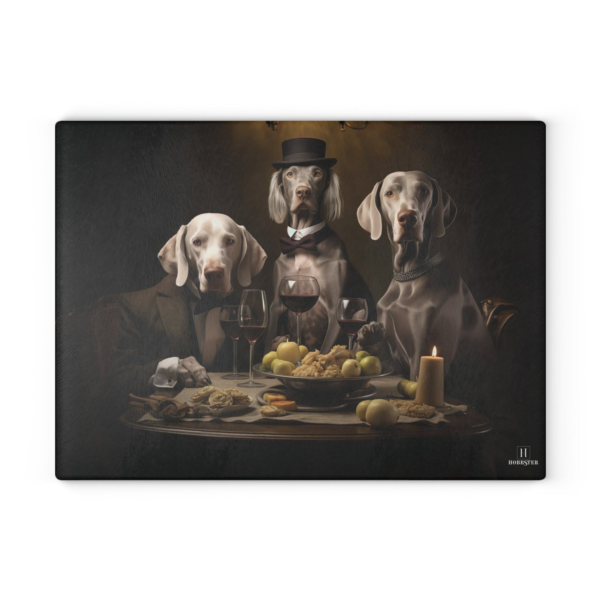 Custom design Glass Cutting Board featuring vintage Weimaraner dogs design - Hobbster