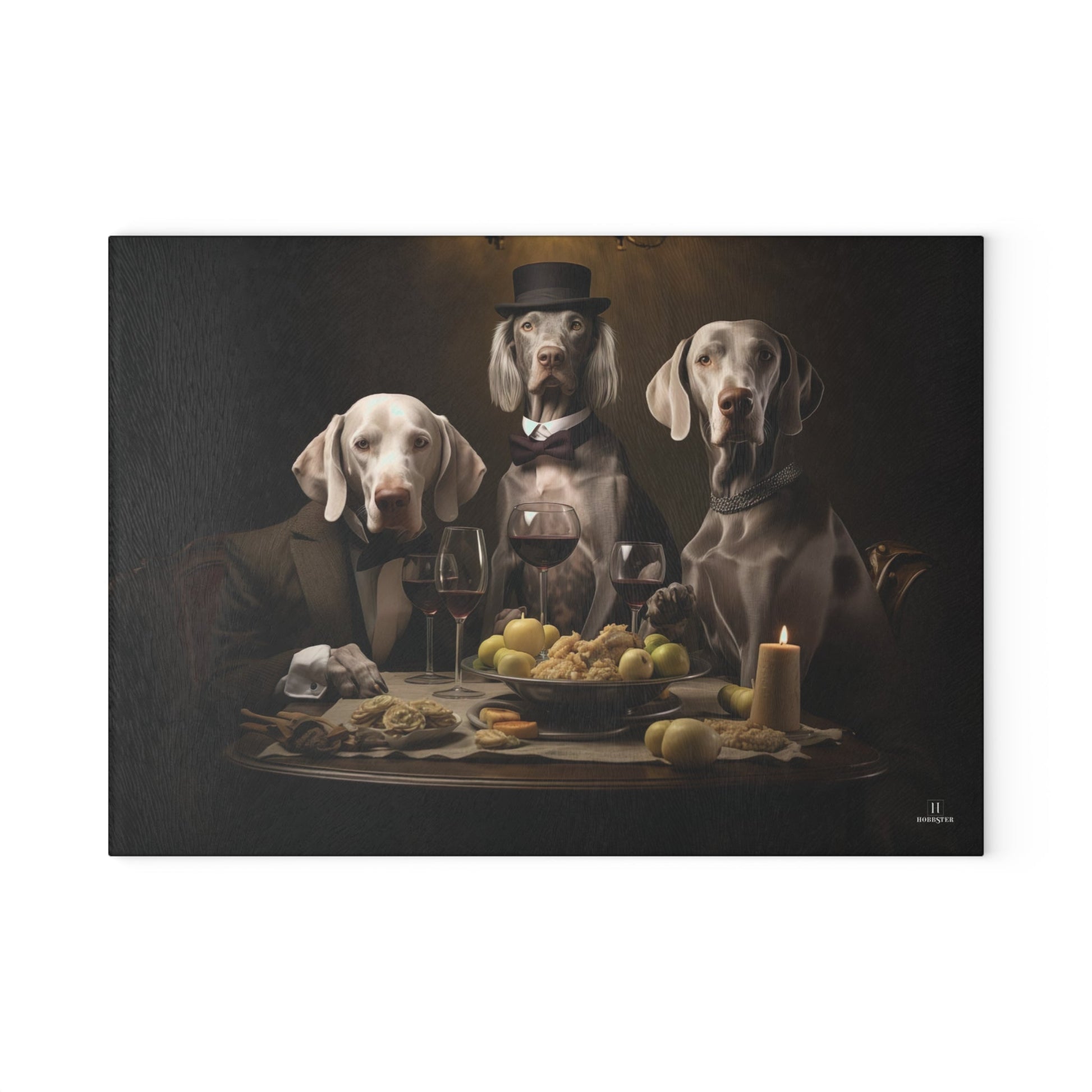 Custom design Glass Cutting Board featuring vintage Weimaraner dogs design - Hobbster