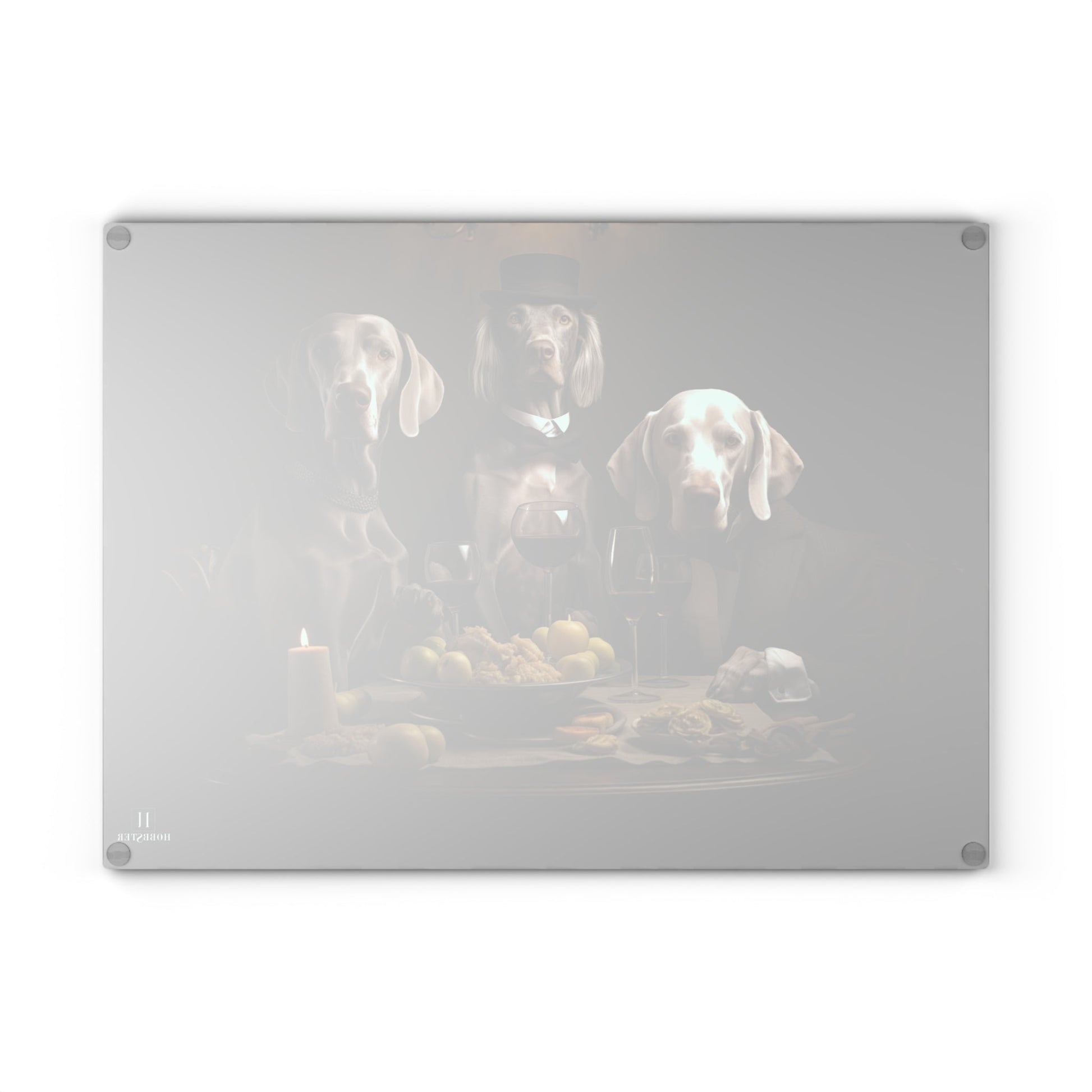 Custom design Glass Cutting Board featuring vintage Weimaraner dogs design - Hobbster