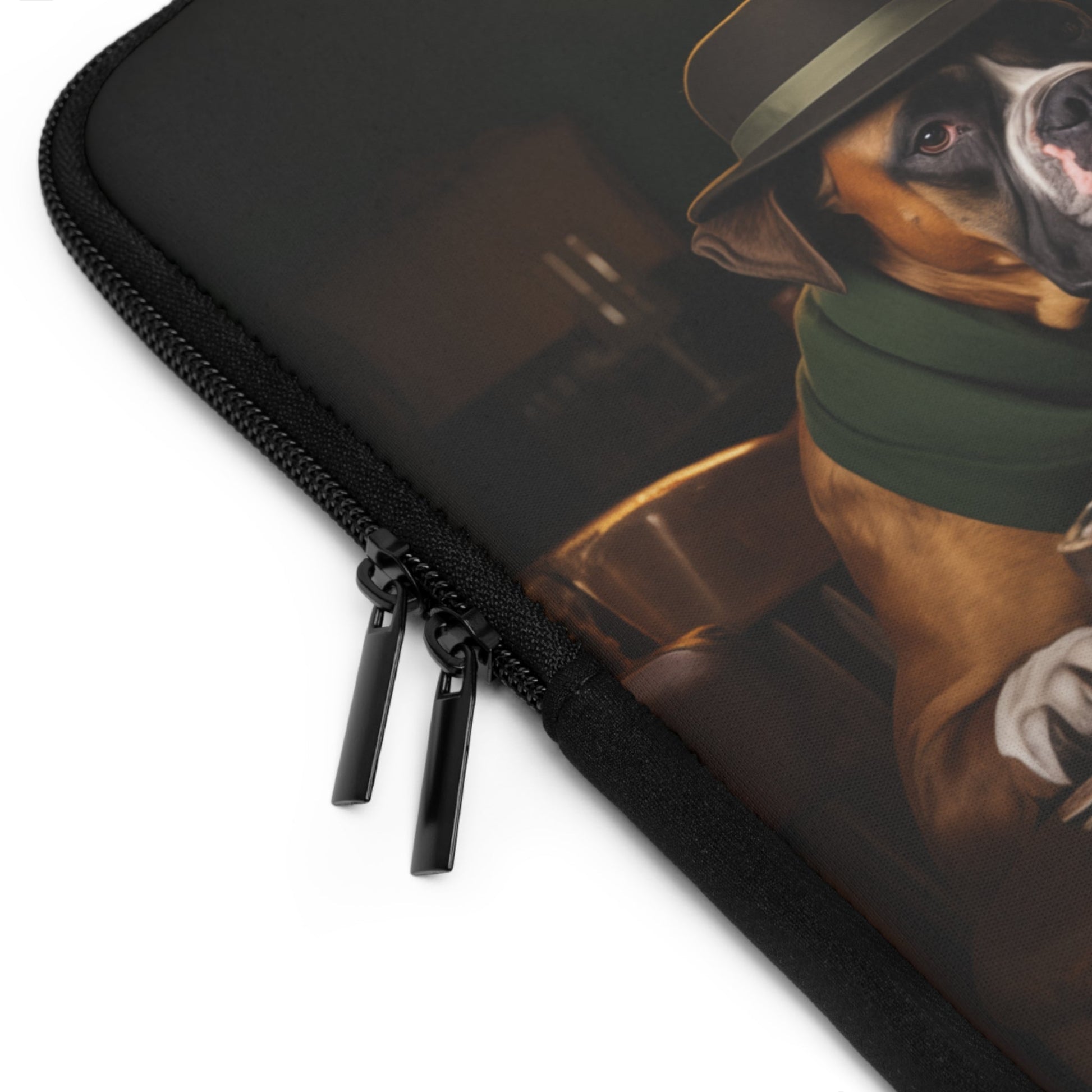 Custom Neoprene Laptop Sleeve featuring Boxer dog design - Hobbster