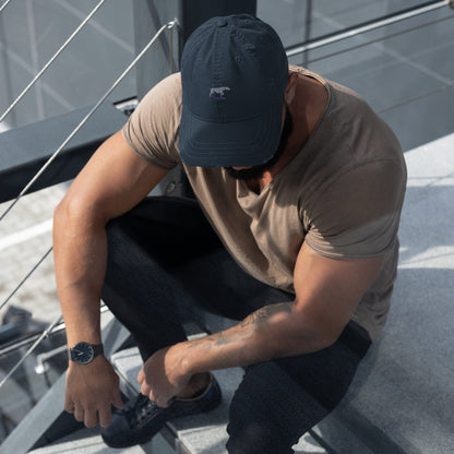 Distressed Baseball Cap featuring Embroidered Weimaraner Logo - Hobbster