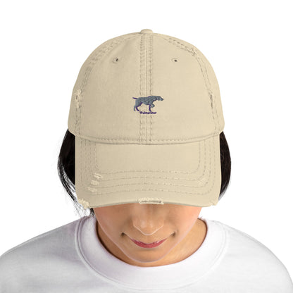 Distressed Baseball Cap featuring Embroidered Weimaraner Logo - Hobbster