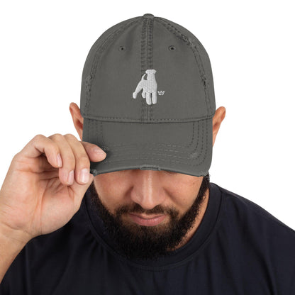 Distressed Dad Hat with Embroidered Airedale Terrier Logo - Hobbster