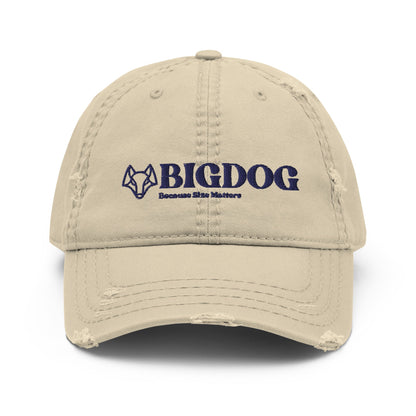 Distressed Dad Hat with Embroidered Big Dog Slogan - Hobbster