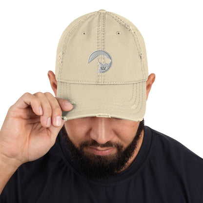 Distressed Dad Hat with Embroidered Labrador Logo - Hobbster