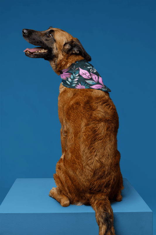 Dog Bandana featuring unique green/pink floral design - Hobbster