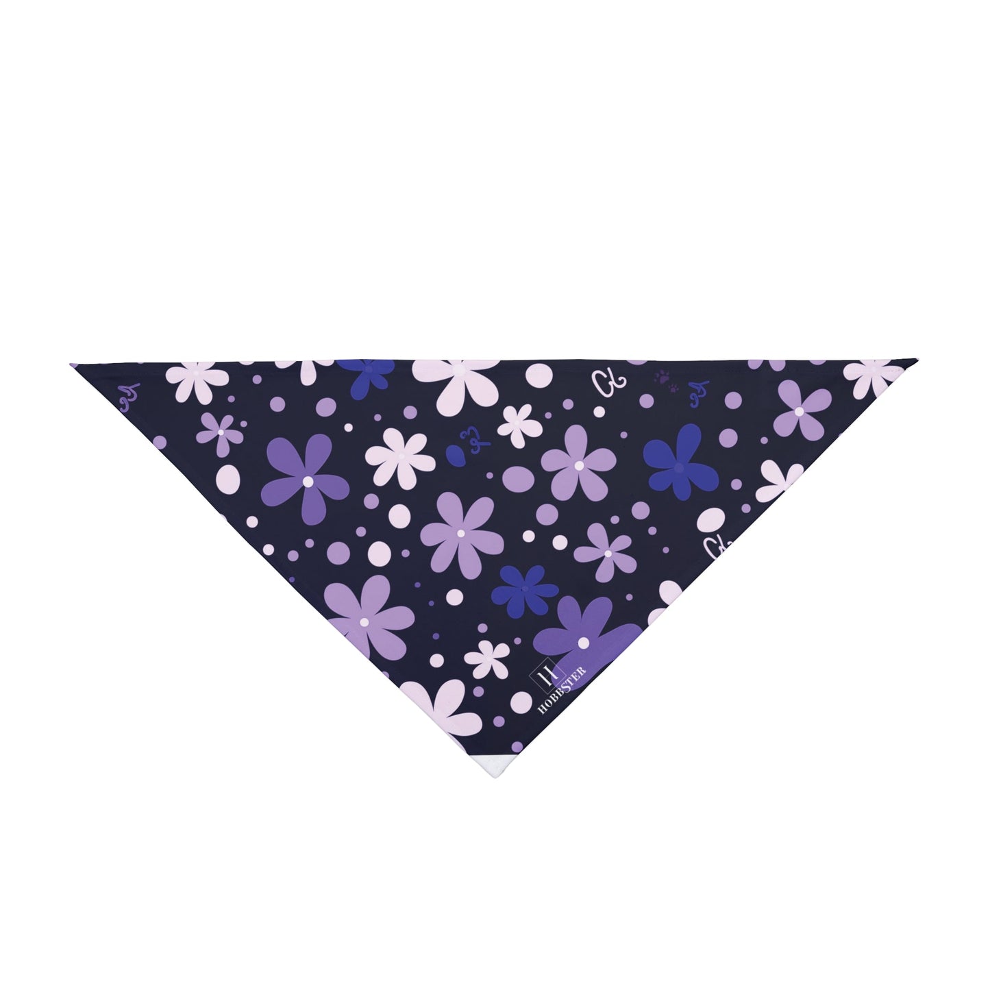 Dog Bandana featuring unique purple boho flowers - Hobbster